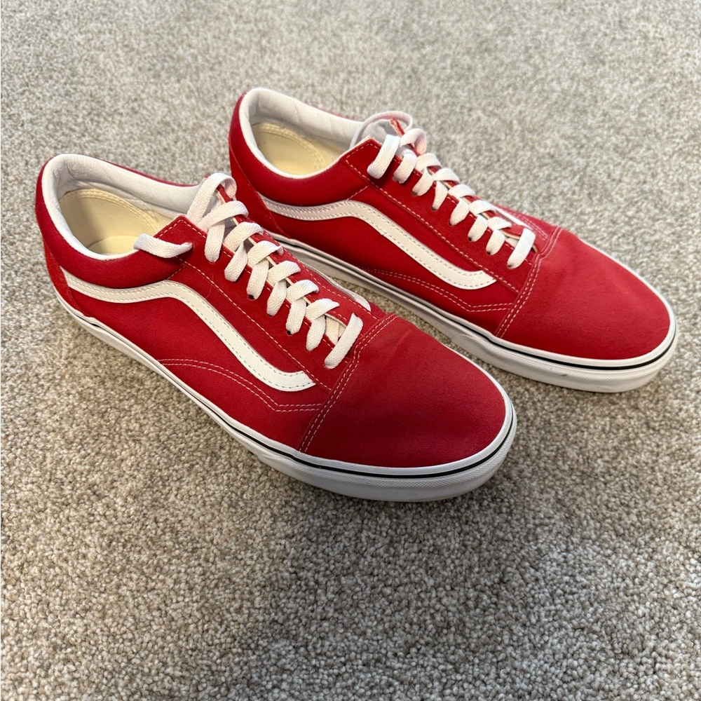 Vans Red and White Old Skool Sneakers